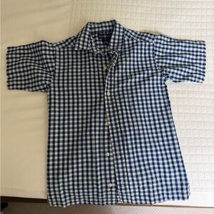 Ralph Lauren Blue and White Checkered Short Sleeve Shirt
